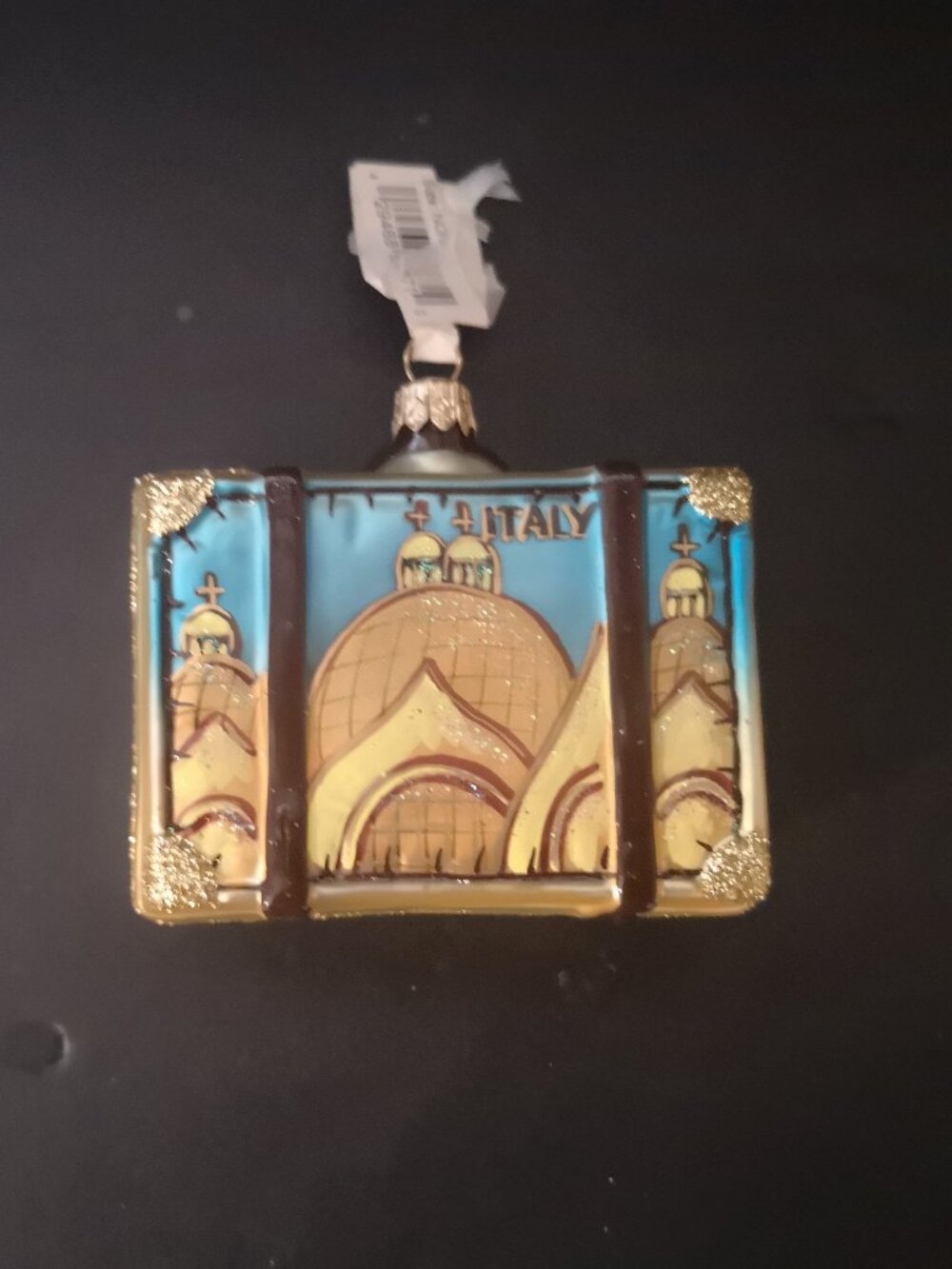 Nordstrom New Mouth Blown Glass Italy Travel Suitcase Ornament Poland 3" x 2"